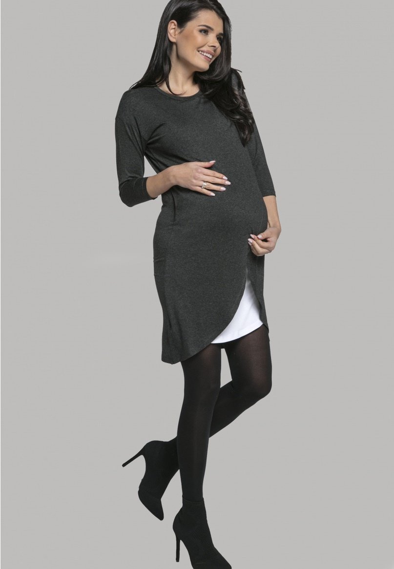 Tunique de maternité et d'allaitement Chelsea Clark - Robe en jersey - Gris graphite chiné