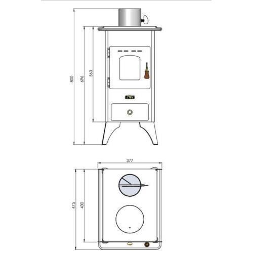 Poêle à bois - Prity - Cheminée Rétro Mini SP 5kw - Classe énergétique A - Noir