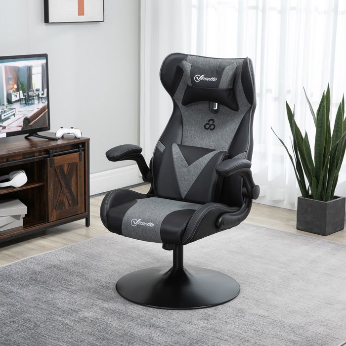 Vinsetto - Chaise de gaming - revêtement synthétique - 69x73x118cm - Noir