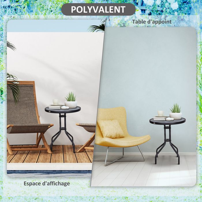 Outsunny metalen tuintafel 60 x 60 x 70 cm zwart