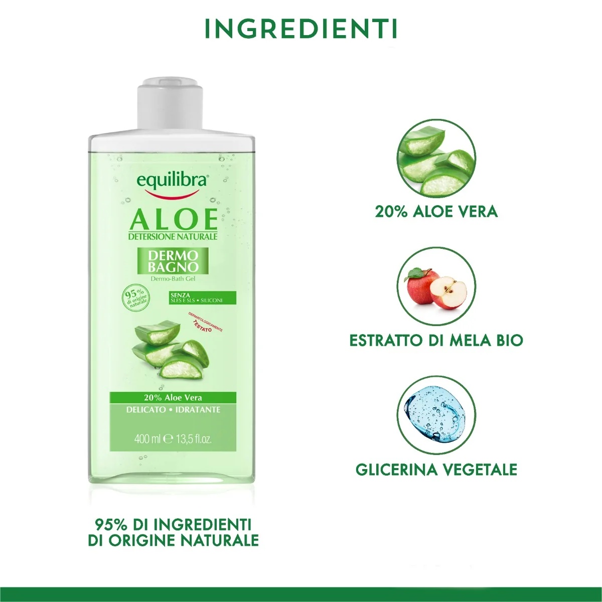 EQUILIBRA Equilibra Aloë Vera Dermo Bad 400 ml Dermatologisch getest