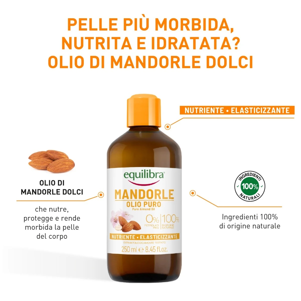 EQUILIBRA Zoete Amandelolie 250 ml Voedend en elastisch