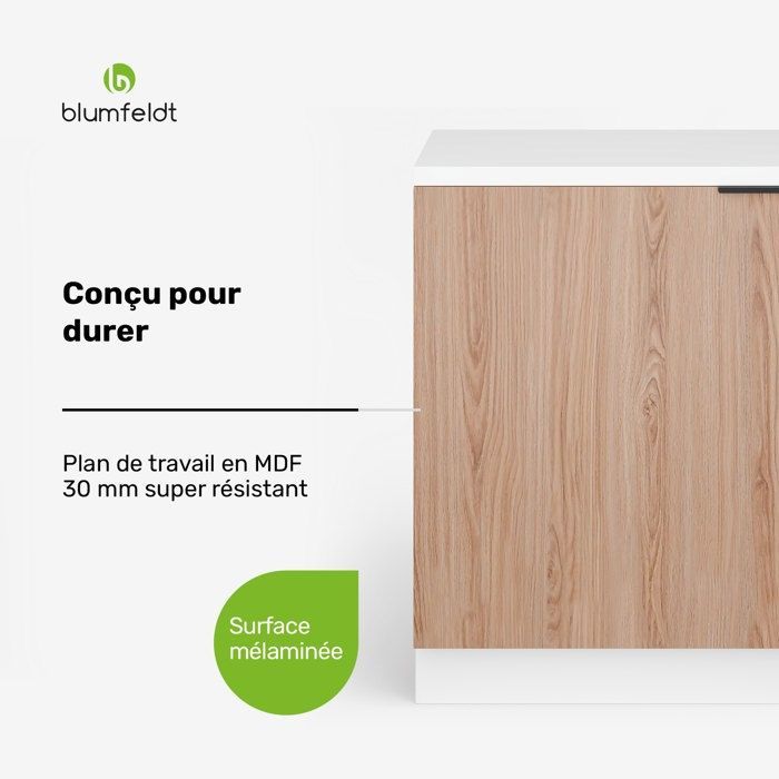 Mueble para lavavajillas integrable Blumfeldt WoodVista, encimera robusta, integración perfecta, blanco.