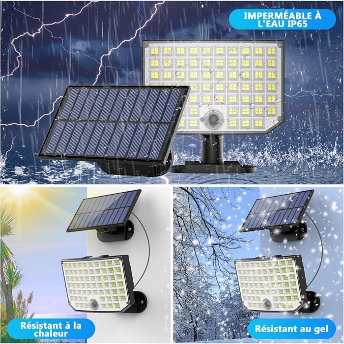 Lámpara solar para exteriores - 256 LED - Paquete de 2 - Sensor de movimiento - 3 modos de iluminación - IP65