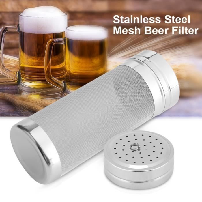 Mothinessto 300 Mini-filtre à Bière en Acier Inoxydable Panier Filtre à Bière Portable Filtre à Bière Baril pour Brassage Maison