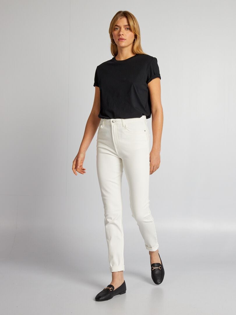 Calça jeans skinny de cintura alta - L32 - BRANCA