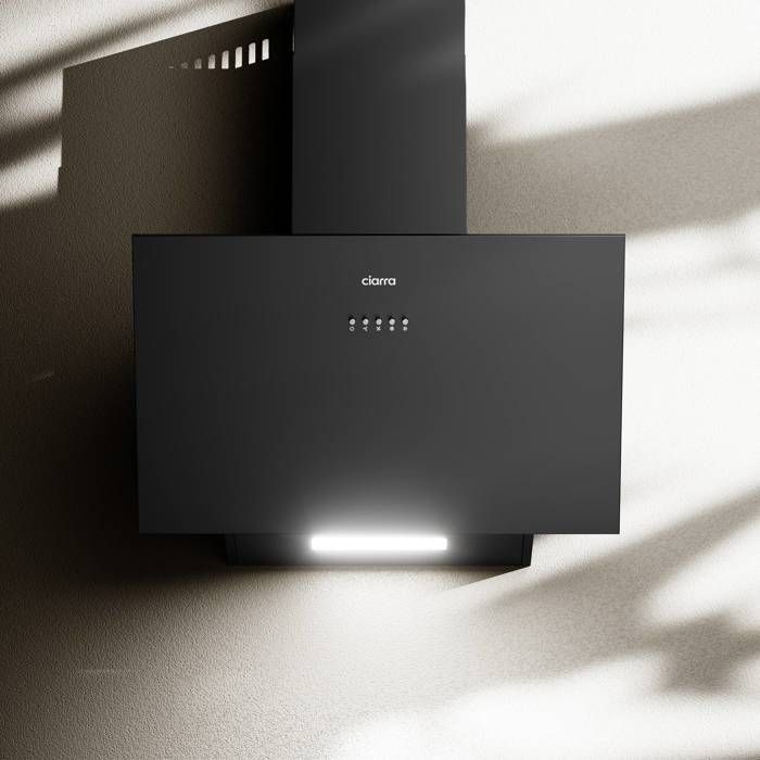 CIARRA Hotte Aspirante Inclinée 60cm A+++ 650m3/h avec Filtre au charbon Recyclage ou Evacuation Noir