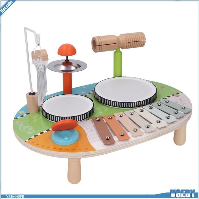 Batería infantil, divertido instrumento musical multifuncional para niños, campanillas de viento, juguete