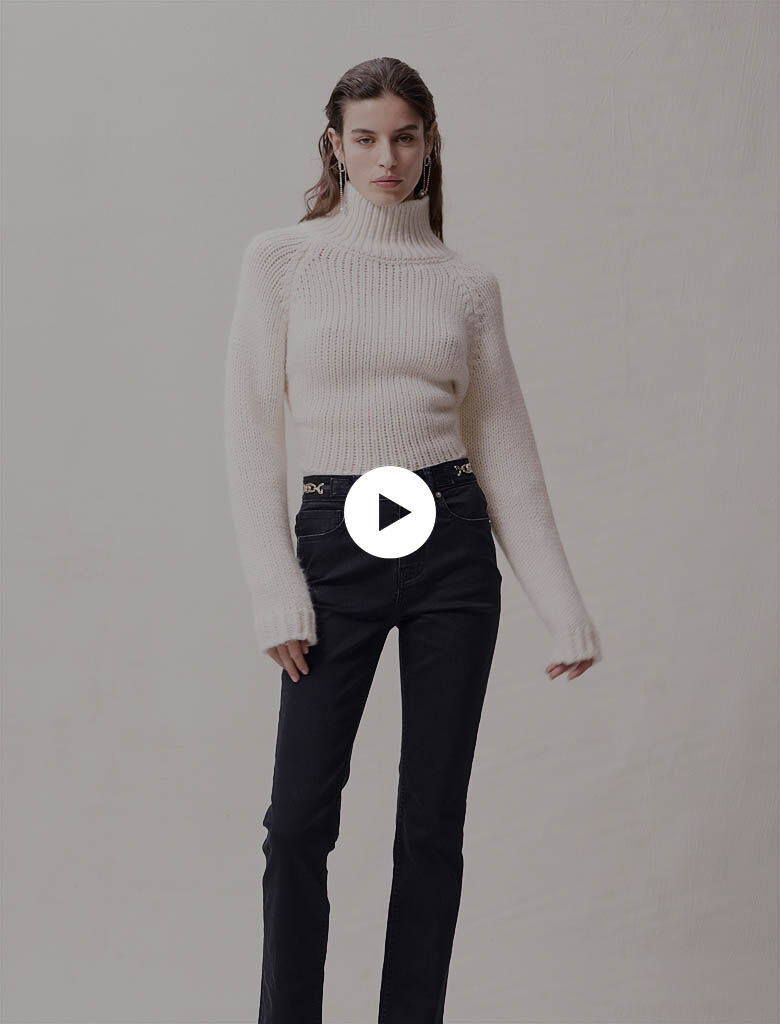 Denim-farkut, joissa on linkkejä ja hapsuja - Musta