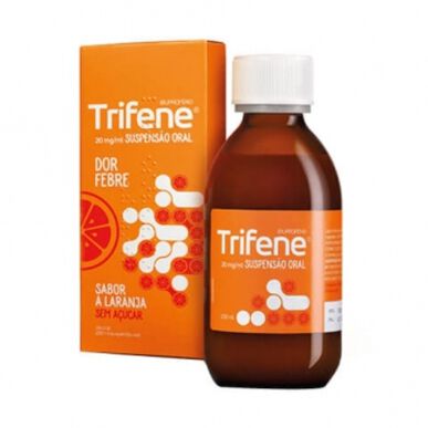 Trifene oral suspensjon mot smerter og feber, appelsin, 200 ml