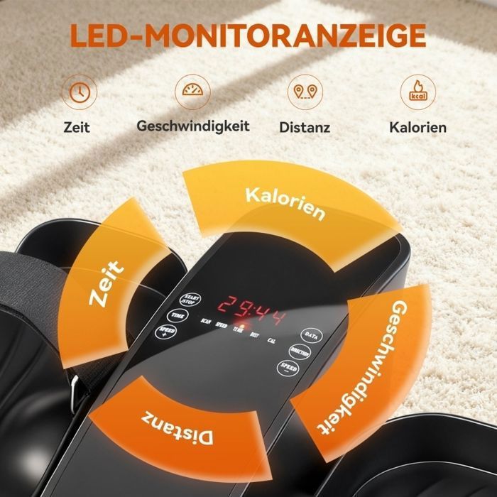 Bicicleta ergométrica compacta - Mini bicicleta para uso doméstico - 12 velocidades - com controle remoto - Preta