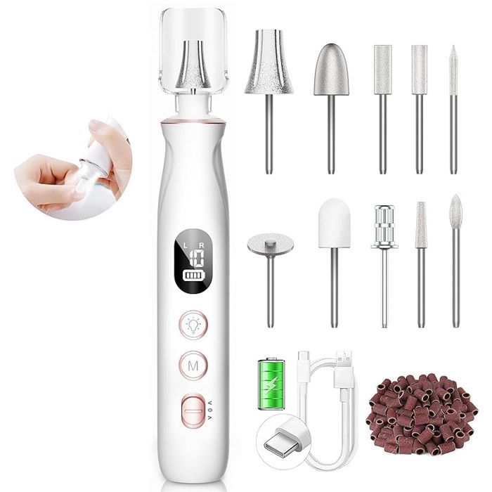 Nail Drill Electric Nail File - Lime à ongles professionnel sans fil pour manucure et pédicure, Kit de perceuse à ong LIME A ONGLES