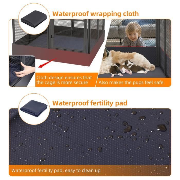 Parc pour Chien Intérieur Enclos Chien Extérieur en Métal Parc à Chiot Pliable - 126x126x80cm
