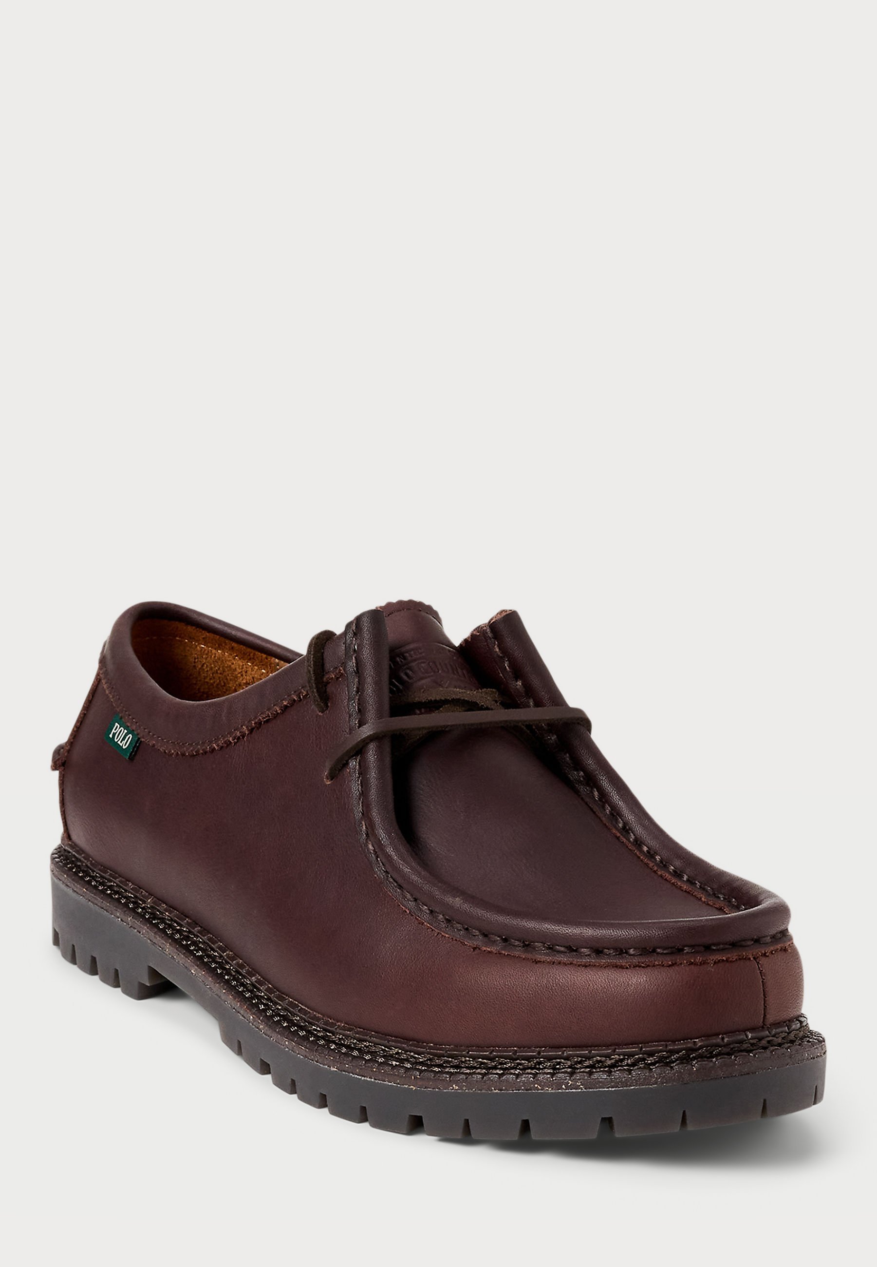 Polo Ralph Lauren JETT - Chaussures bateau en cuir à semelle crantée et bout mocassin - marron foncé