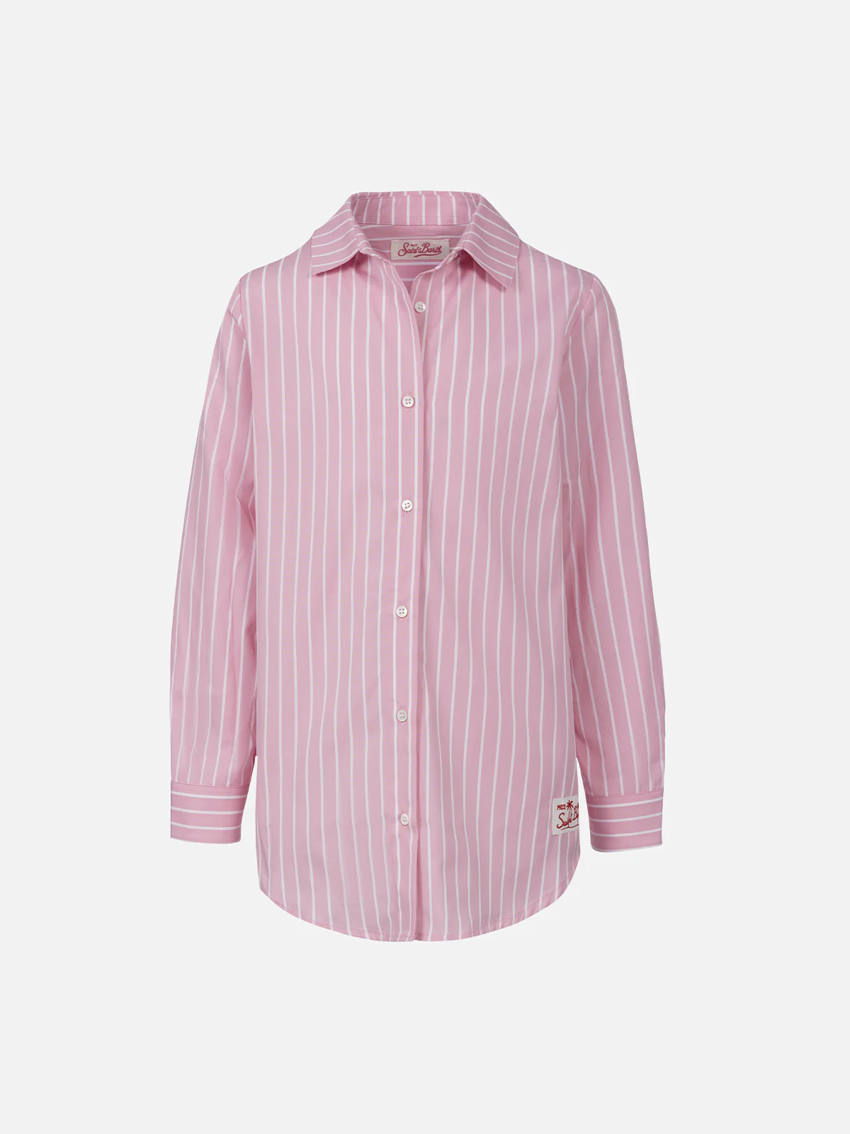 Mini Brigitte oversized katoenen shirt voor meisjes met streepjesprint