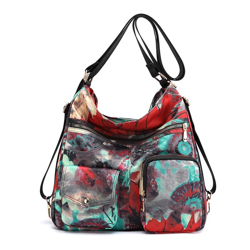 Borsa a tracolla con stampa graffiti per donna, stile rurale, floreale, multifunzionale, marca, grande capacità, borsa a tracolla Oxford.