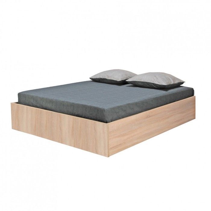 Lit coffre BILBAO 140x190 cm + sommier / Décor chêne blanchi