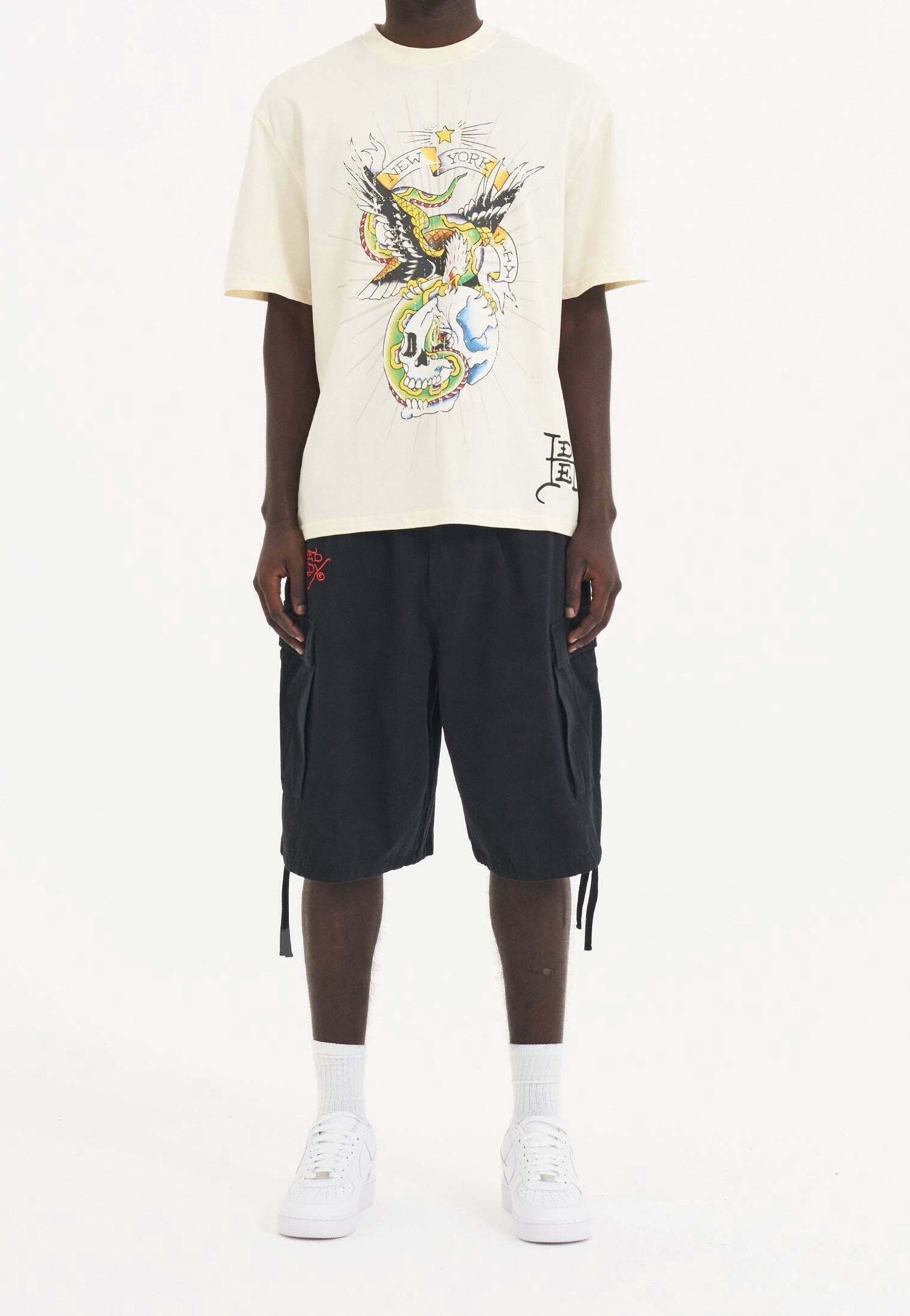 Ed Hardy T-shirt met print - beige