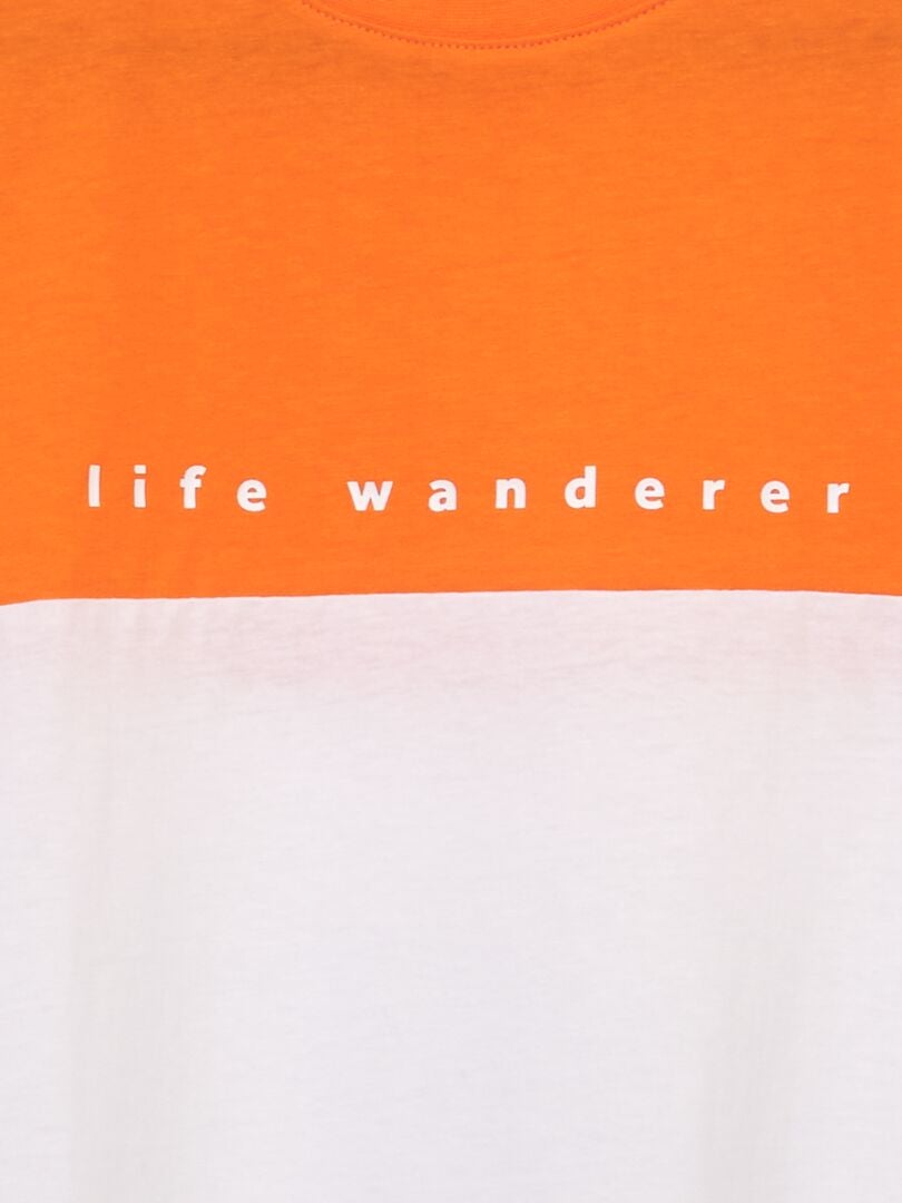 Tweekleurig jersey T-shirt - ORANJE