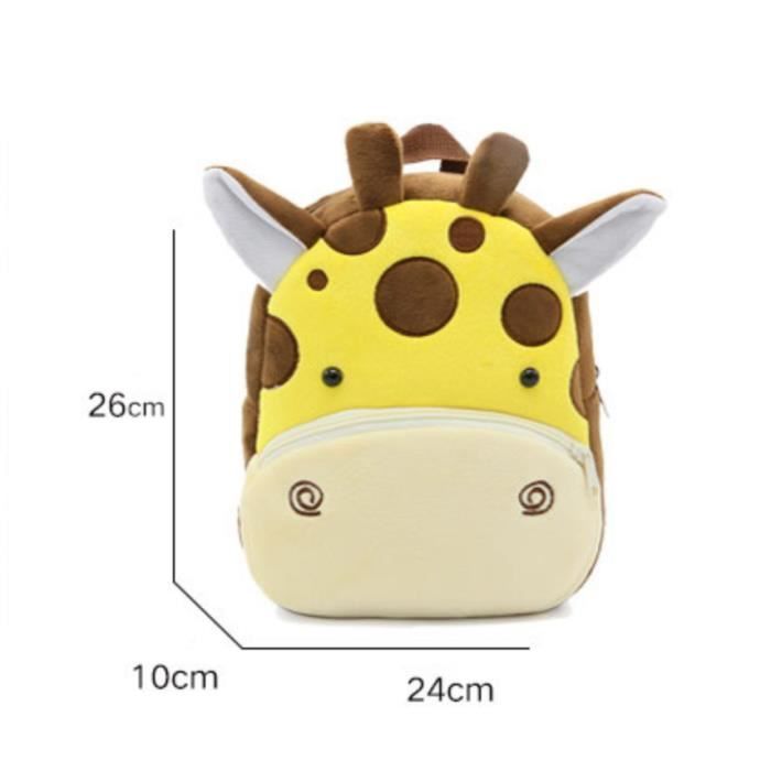 Sac à Dos Cartoon Animal Cartable Sac d'école Maternelle Animaux 3D Léger pour Enfant Fille Garçons  Bébé 1~4 Ans, Girafe
