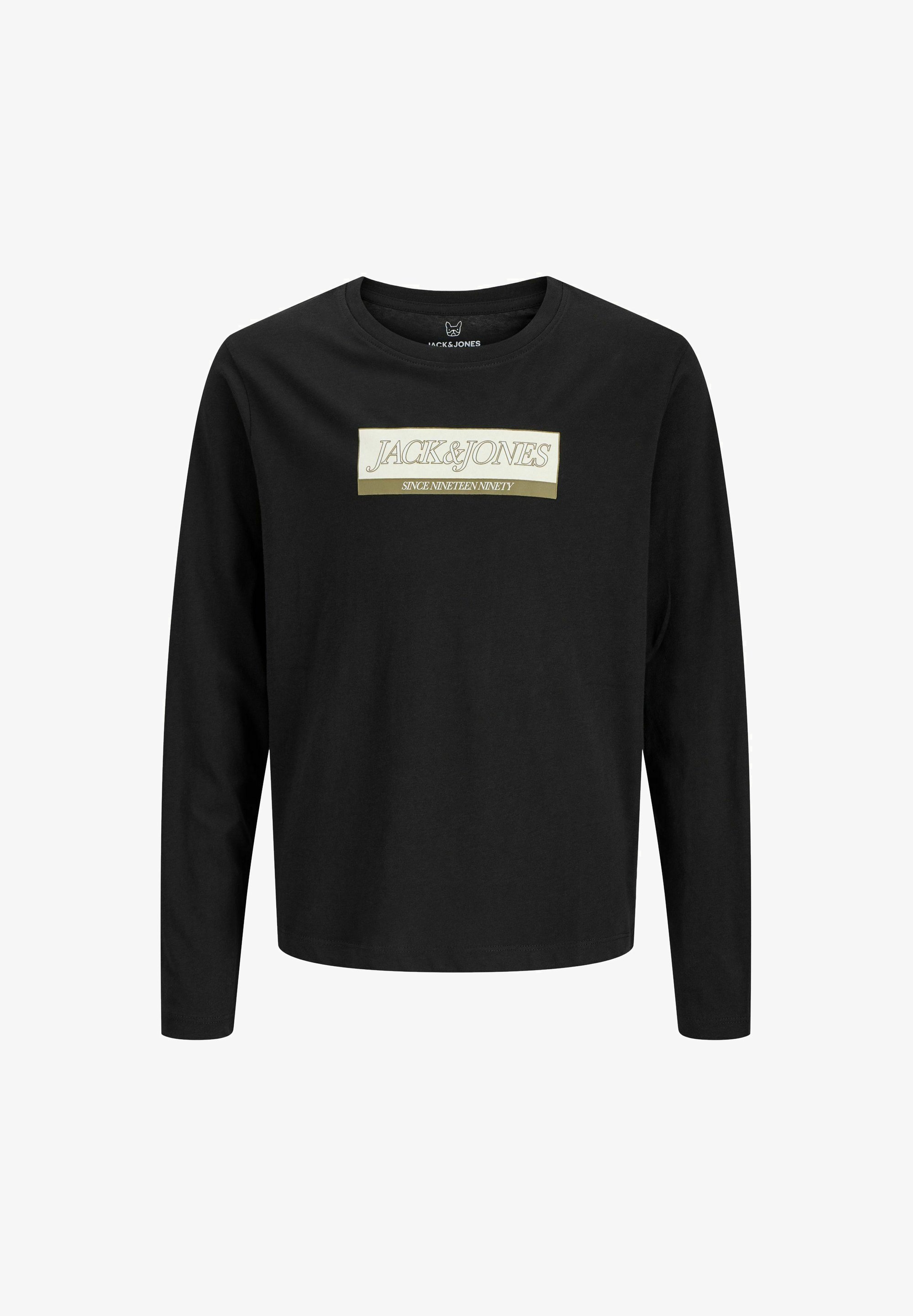 Koszulka z długim rękawem Jack & Jones Junior JORINWOOD BLOCK BRANDING - czarna