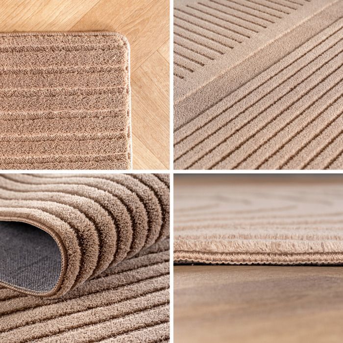 Alfombra Carpettex Boho Scandinavian Lisa Beige de 160x230 cm, alfombra de fácil cuidado para la sala de estar y el dormitorio.