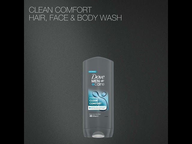 Dove men+care Feuchtigkeitsspendendes, reinigendes und komfortables Waschgel für Haar, Körper und Gesicht | Herren | Superdrug