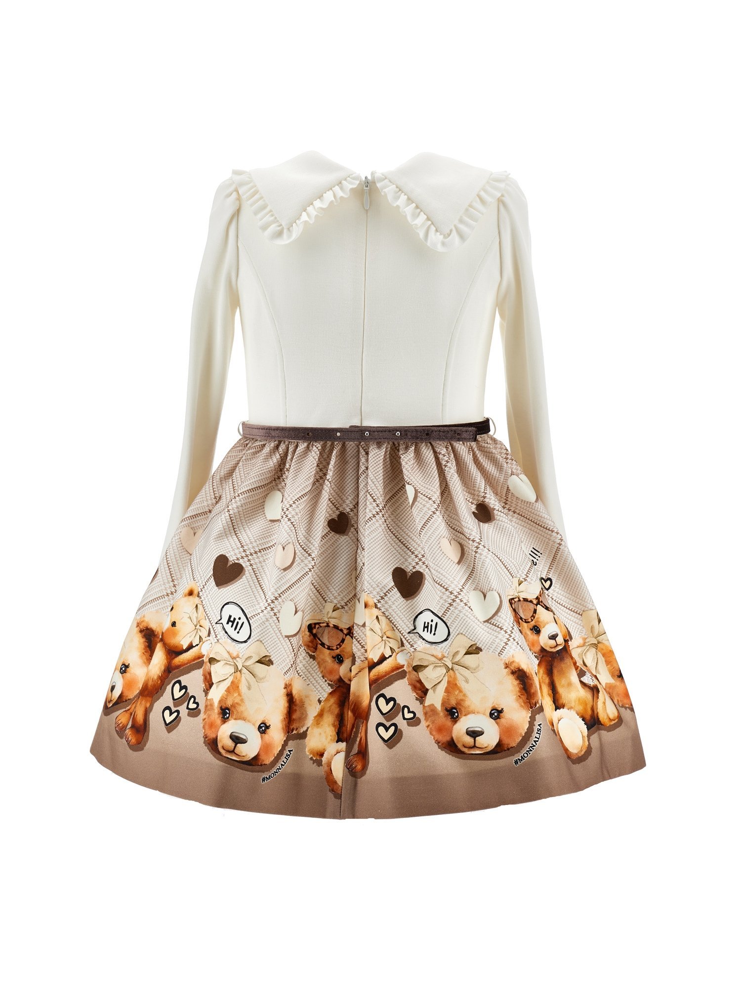Monnalisa ABITO CON COLLETTO - Robe d'été - panna/marrone