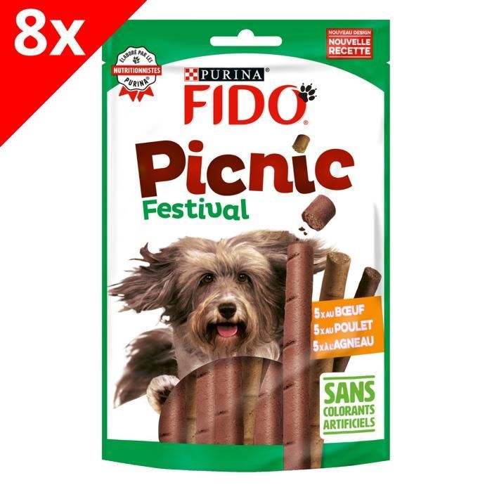 FIDO Picnic Festival : au Bœuf, au Poulet, à l'Agneau - 8x126g - Friandises pour chien