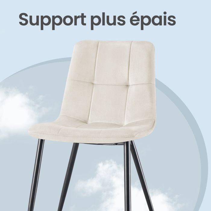 Set of 4 Dining Chairs, Velvet Upholstered Chairs, Adjustable Legs, for Kitchen, Living Room, Beige