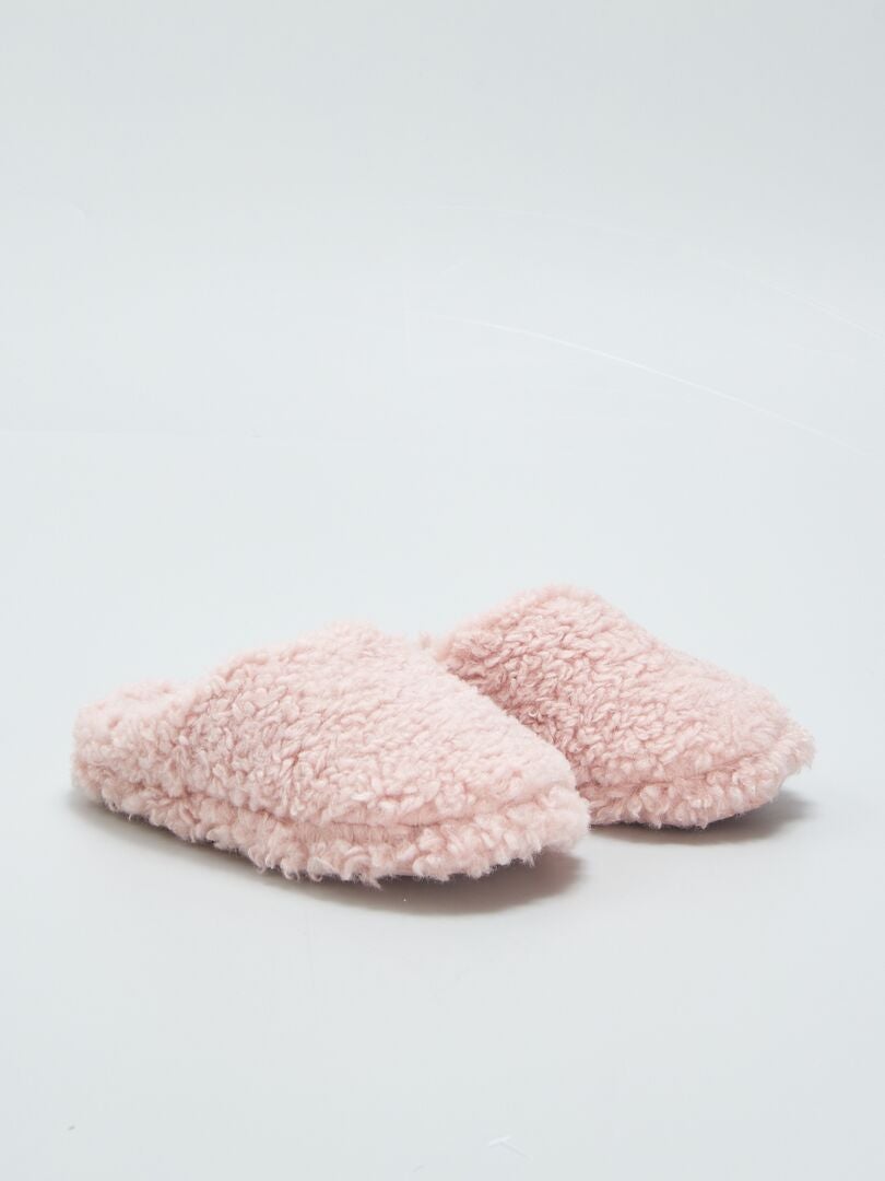 Pantuflas tipo mule de sherpa - ROSA