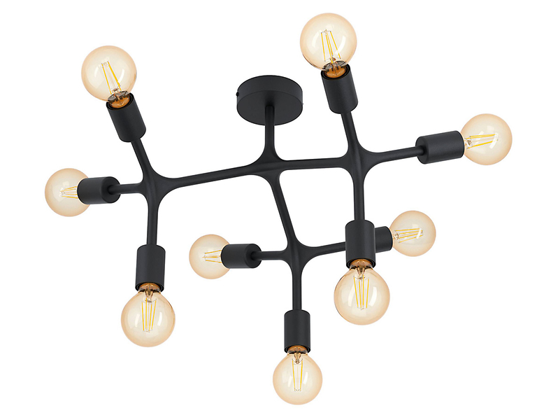 Lampa sufitowa Bocadella 9-punktowa stalowa czarna