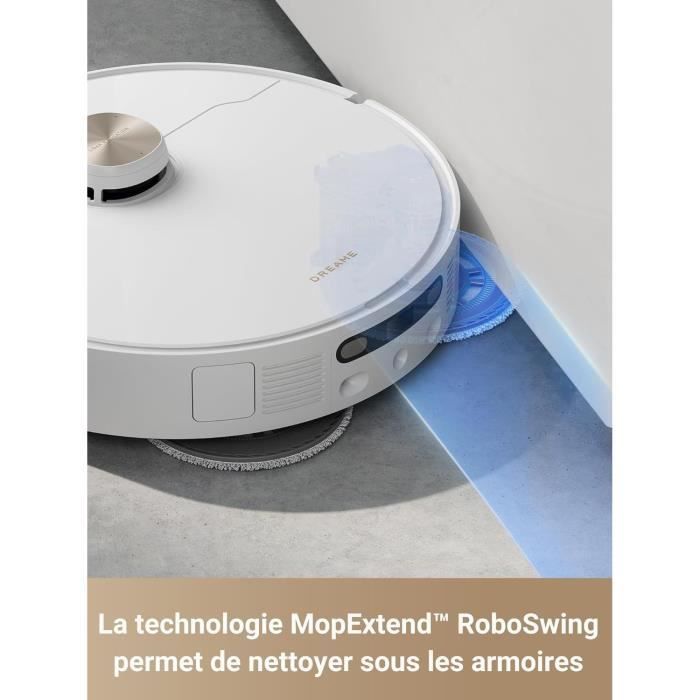 DREAME L40 Ultra Robot Aspirateur Laveur avec Serpillière Amovible et relevable - Brosse latérale Extensible et relevable -11 000 Pa
