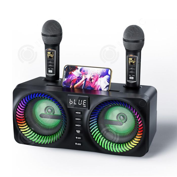 Altavoz Bluetooth INN de 33x17,5x15,5 cm, altavoz inalámbrico portátil, altavoz estéreo, altavoz Bluetooth resistente al agua con 2 micrófonos.