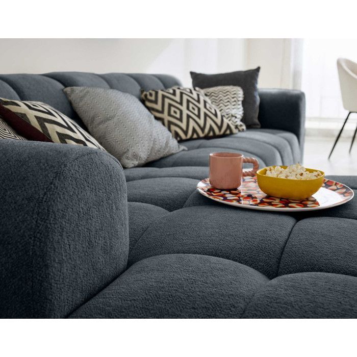 Ray – Ecksofa links – 4-Sitzer – Strukturierter Stoff – Grau