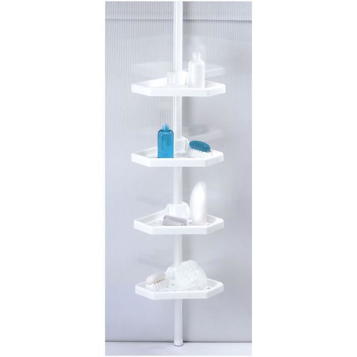 MSV White Telescopic Corner Plastic Shower Caddy