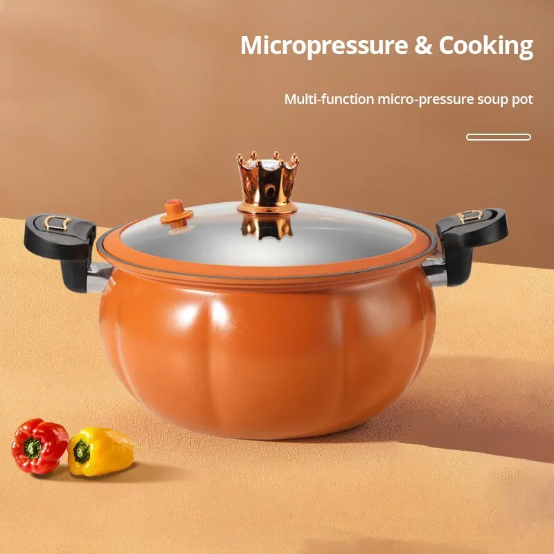 Cocotte à pression micro-ondes orange citrouille 8L 5L, nouvelle cocotte-minute type maison, marmite multifonctionnelle antiadhésive pour cuisinière à gaz, cocotte-minute universelle