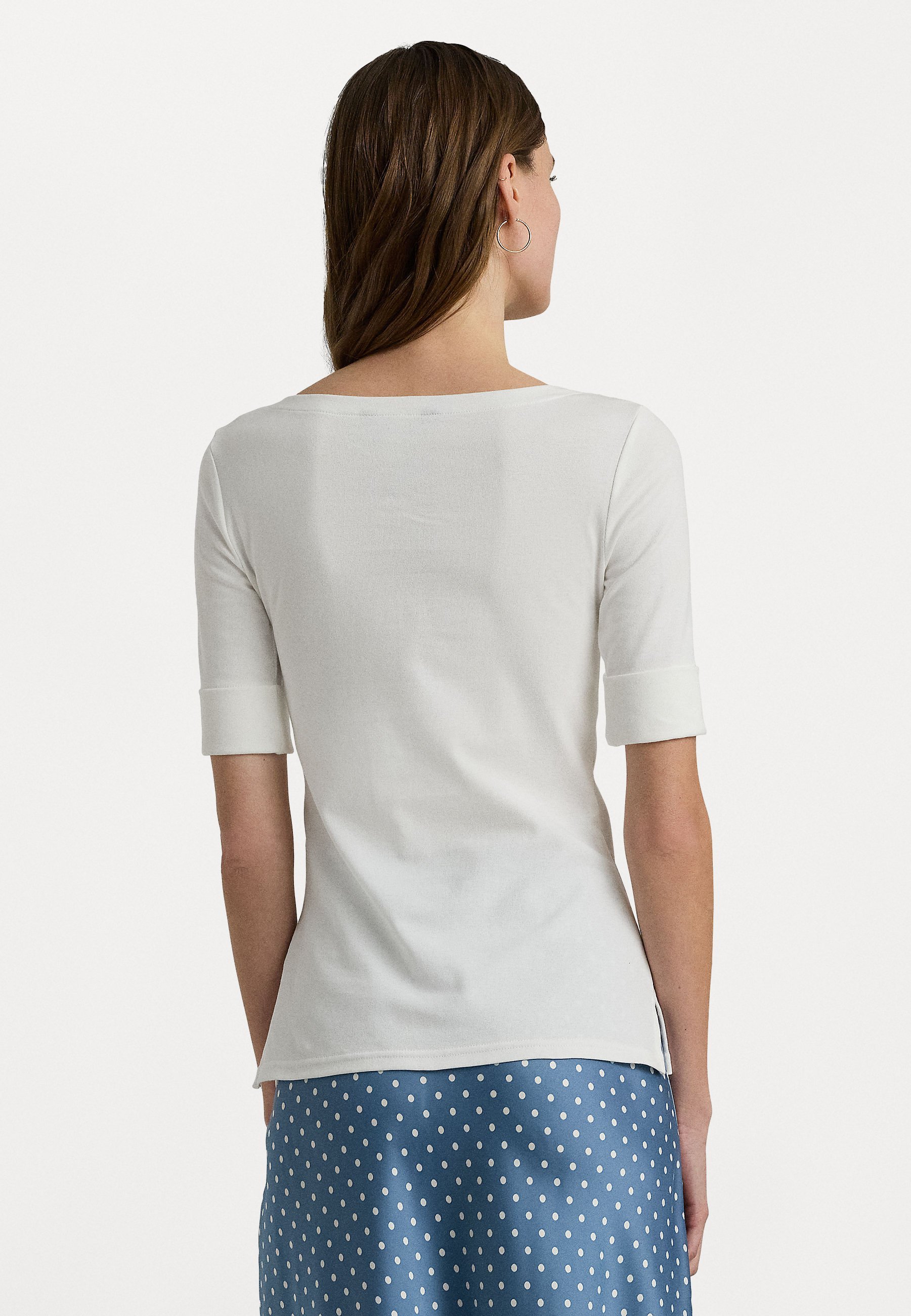 Lauren Ralph Lauren T-shirt a girocollo in cotone elasticizzato - T-shirt basic - bianco