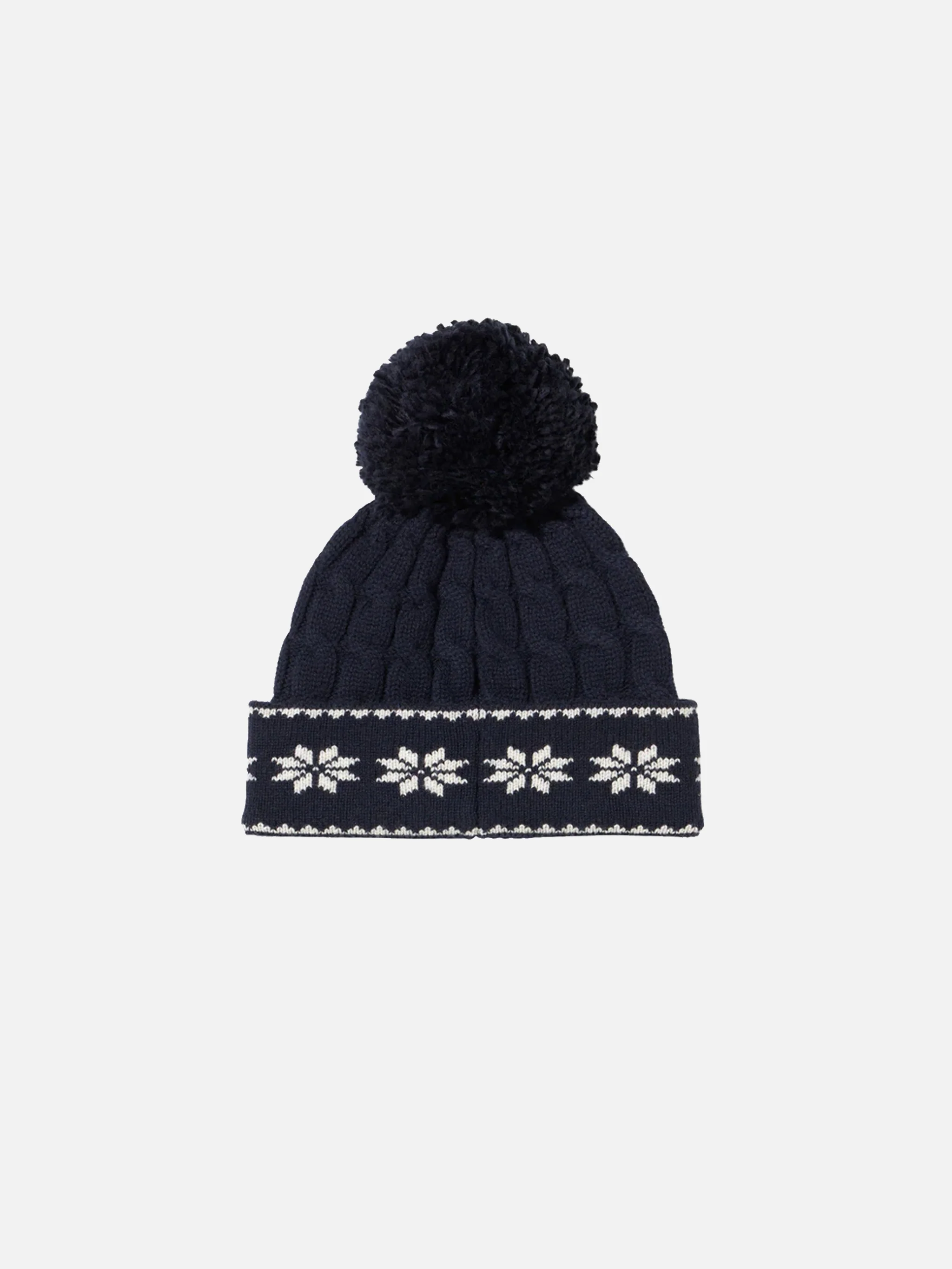 Donkerblauw babymutsje met pompon