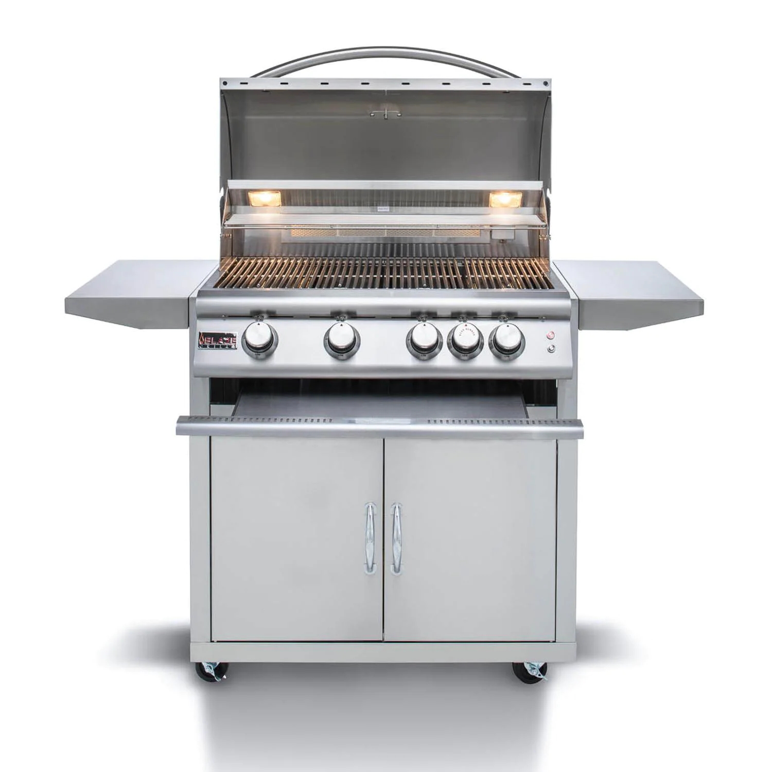 Blaze Premium LTE Marine Grade 32-Zoll 4-Brenner-Standgrill mit freistehendem Propangasgrill, Infrarot-Heckbrenner und Grillbeleuchtung - BLZ-4LTE2MG-LP