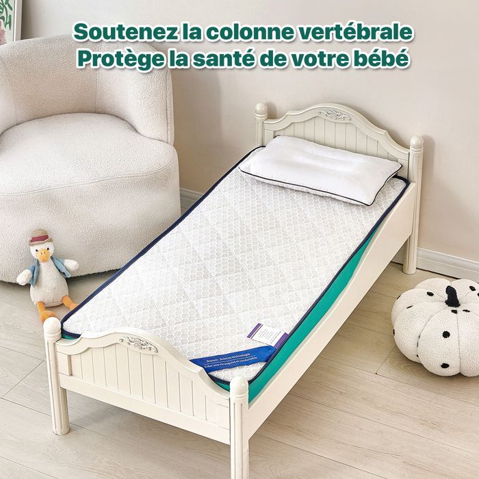 KITYTETY Baby Mattress 70x140 CM Thickness 11 CM - Perforated and Antibacterial Core - 2 Ultra-Breathable Sides - Green