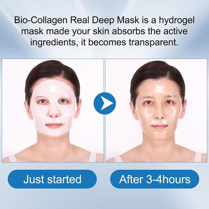 Bio-Collagen Real Deep Mask,Lot de 8 masques de nuit au collagène bio bio coréen - Masque de nuit anti-rides