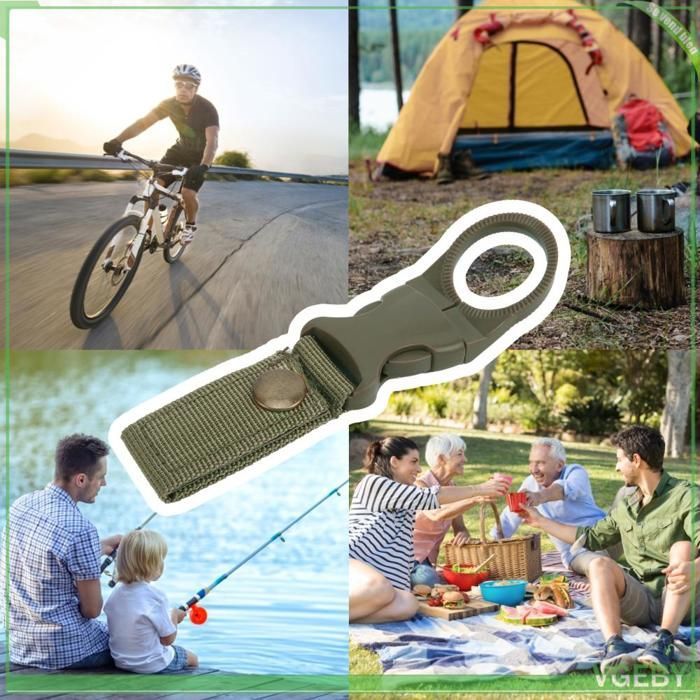 Fafeicy vandflaskeholderklemme, udendørs vandflaskeklemme til camping, sportsudstyr, grøn OD