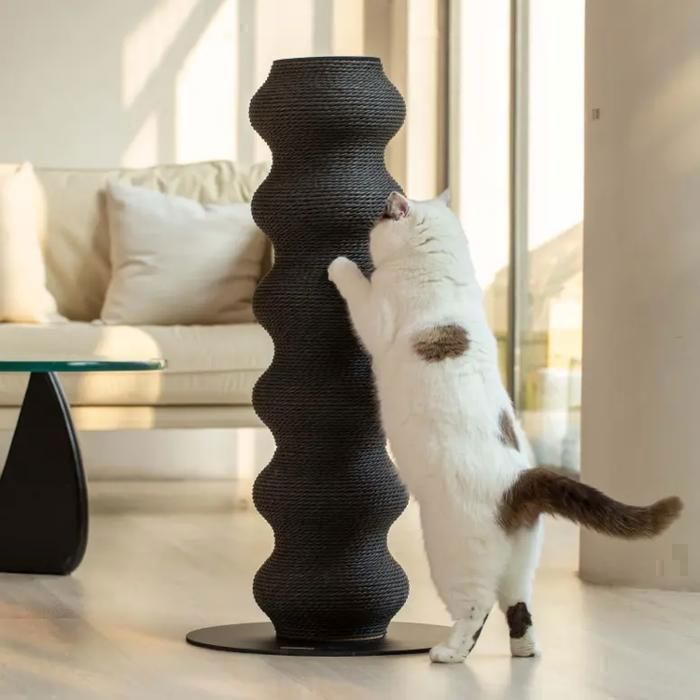 Arranhador curvo FurryTail para gatos, árvore para gatos, feito de rattan, resistente ao desgaste, design diferenciado, 89 cm, preto
