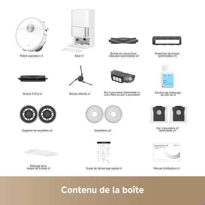 Dreame L40 Ultra AE 2-in-1 robot vacuum cleaner with mopping function, 19000Pa suction power, anti-tangle, white