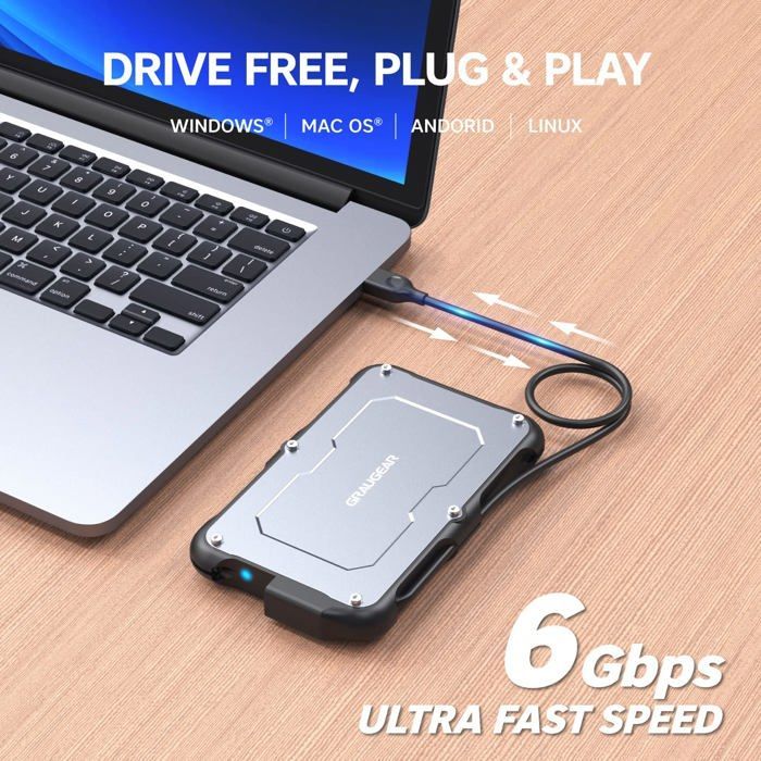 SSD externo - Graugear - 18066 - 2,5 polegadas - USB-C - Resistente a impactos