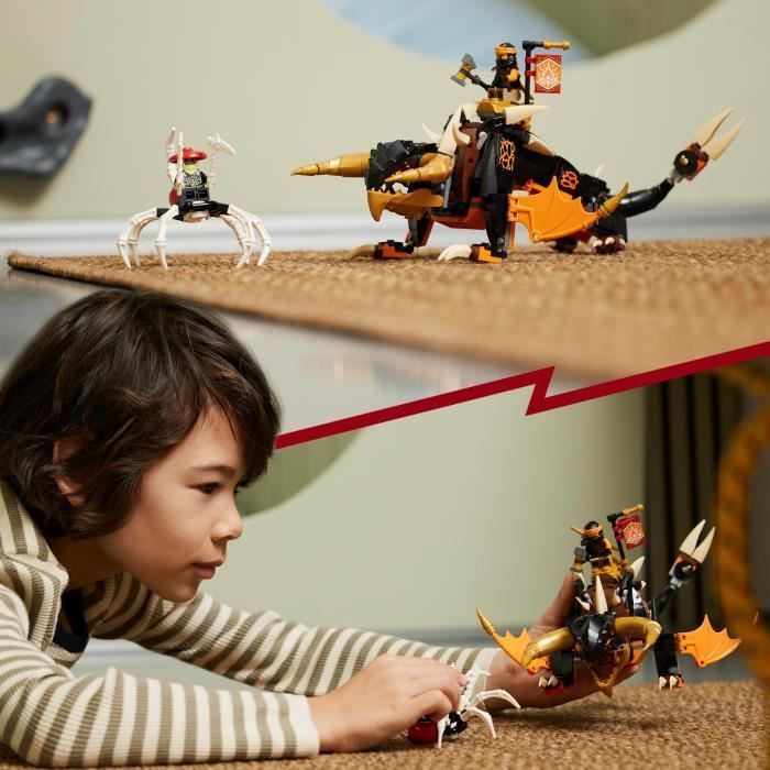 LEGO® NINJAGO 71782 Le Dragon de Terre de Cole – Évolution, Jouet avec 2 Minifigurines