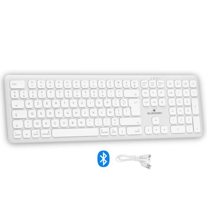Tastiera wireless Bluetooth - BLUESTORK - MAC - Formato standard - Compatibile con Mac - Bianca