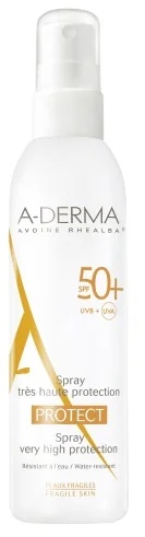Spray solaire corporel A-Derma Protect SPF 50+ à très haute protection 200 ml