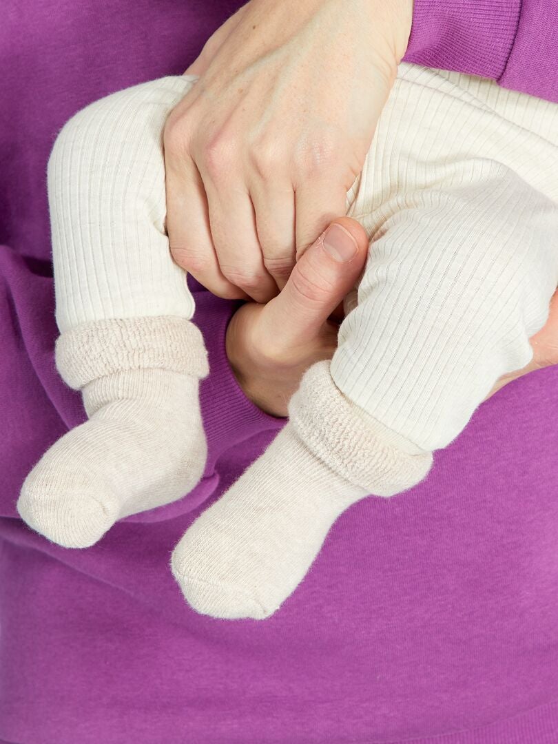 Juego de 3 pares de calcetines para bebé - BEIGE